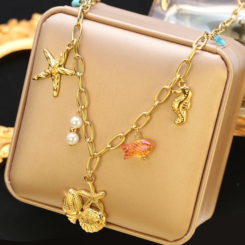 Collier pendentif soleil, cœur et fleur en acier inoxydable 316L EILIECK, plaqué or 18 carats, bijou fait main pour femme et fille