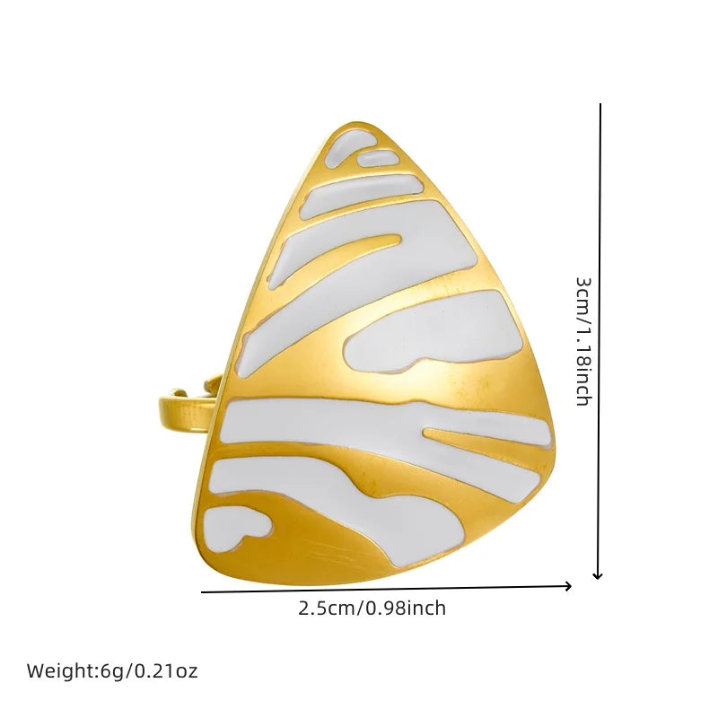 Ensemble collier, boucles d'oreilles et bague DIEYURO en acier inoxydable 316L à rayures blanches de tigre, pour femmes et jeunes filles. Un cadeau idéal pour les fêtes !