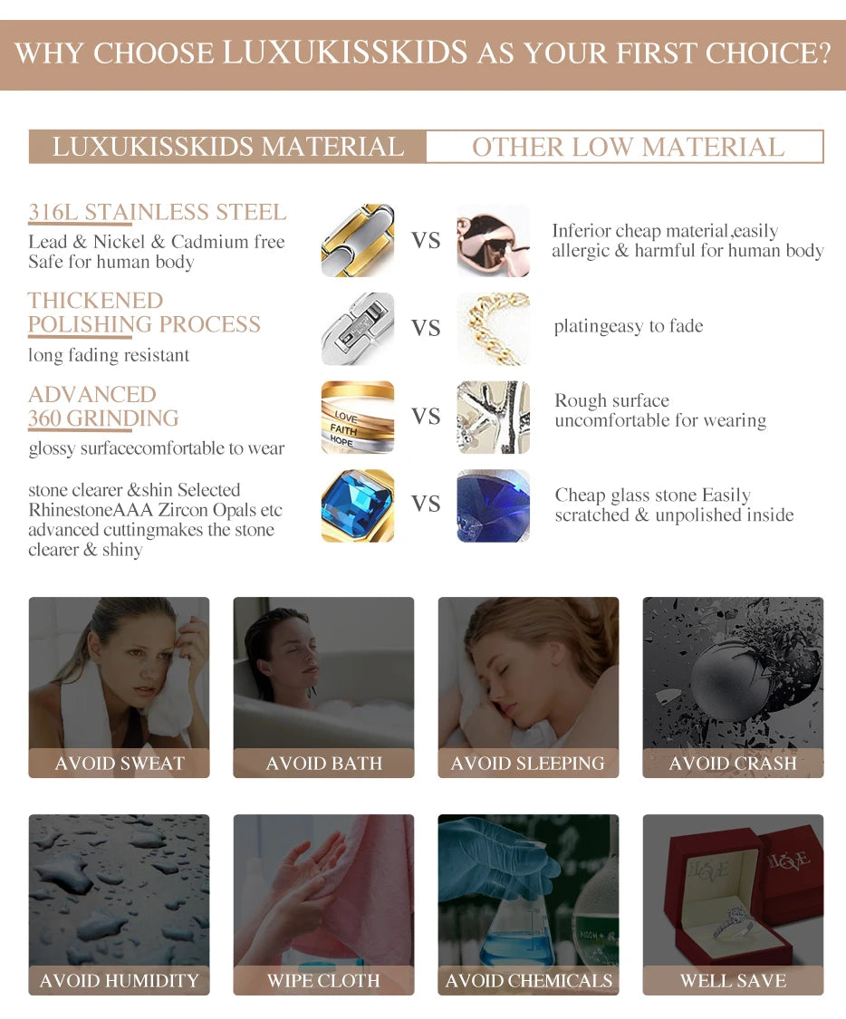 Ensemble de bijoux LUXU KISSKIDS en acier inoxydable doré et étanche, pour femme, accessoire de mariage et de fête : collier et boucles d'oreilles tendance.