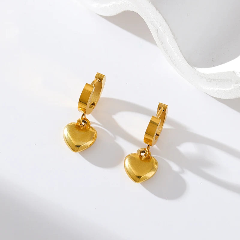 Ensemble collier, bracelets et boucles d'oreilles EILIECK en acier inoxydable 316L, motif cœur et plaqué or 18 carats, style tendance et étanche.