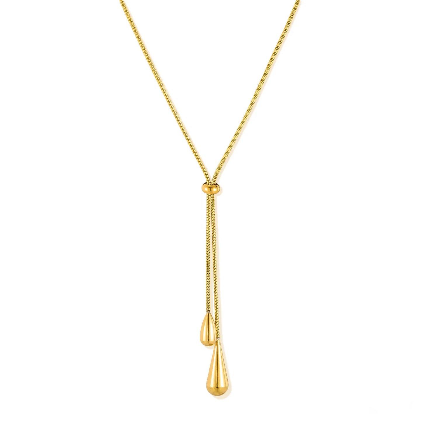 Collier pendentif goutte d'eau en acier inoxydable doré, style Europe et Amérique, bijou de clavicule pour femme