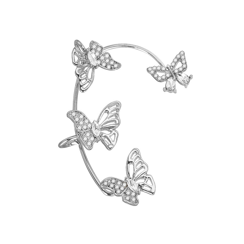 Boucles d'oreilles papillon élégantes pour femmes - Crochets d'oreilles sans perçage, accents de pierres précieuses synthétiques, bijoux de tous les jours et de cérémonie pour les fête, beige clair, accessoires de fête.