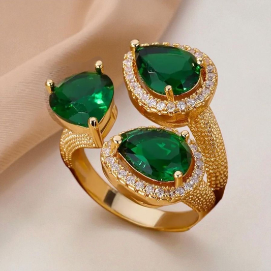 Bague a perle émeraude vert