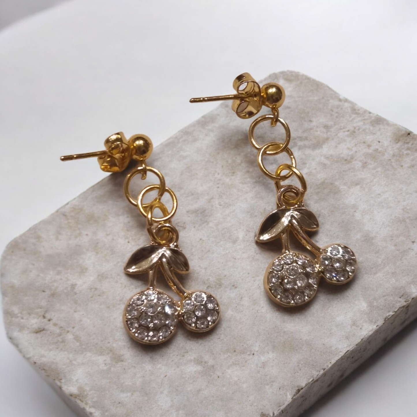 Parure en acier inoxydable a motif cerise