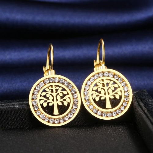 Parure de bijoux arbre de vie en acier inoxydable