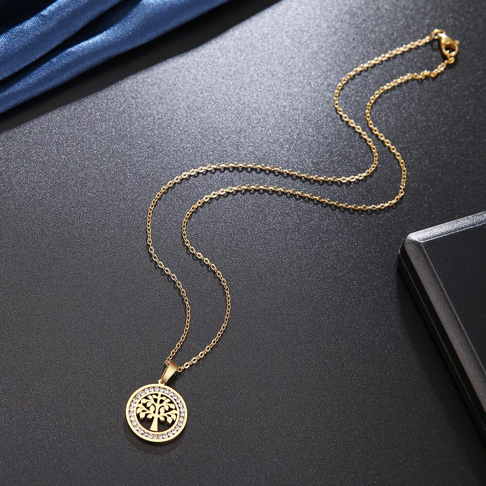 Parure de bijoux arbre de vie en acier inoxydable