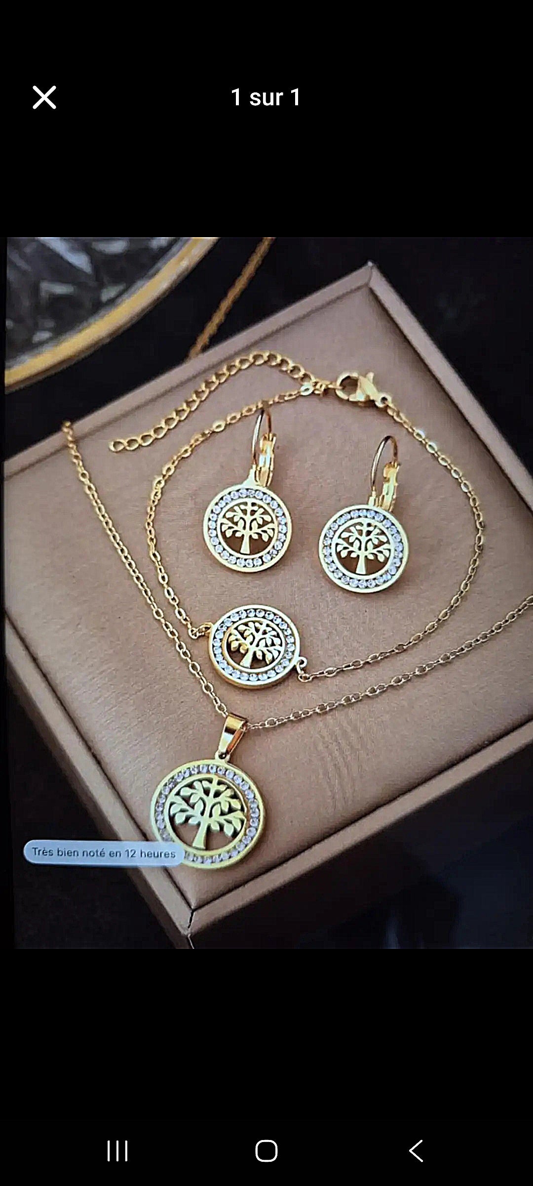 Parure de bijoux arbre de vie en acier inoxydable