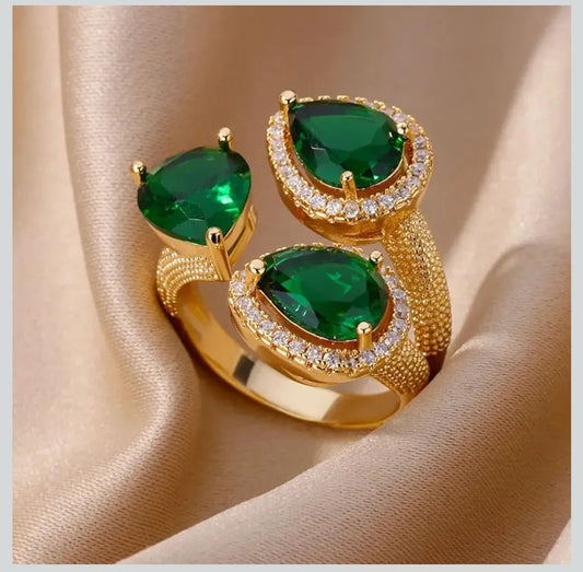 Bague a perle émeraude vert